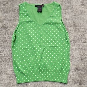 Willi Smith Green and White Polka Dot Tank Top